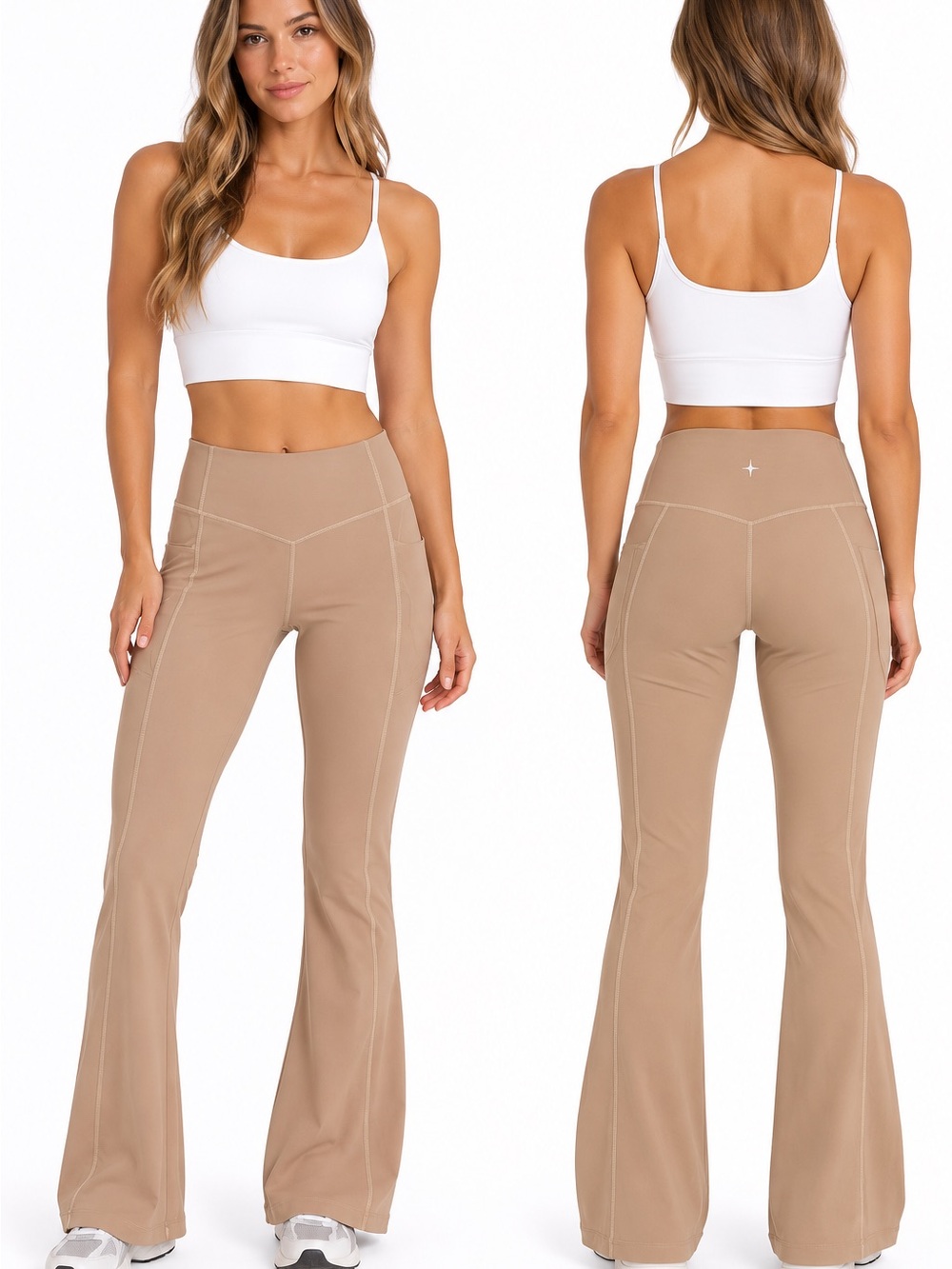 HALARA High-Waist Flare Performance Pants in Taupe